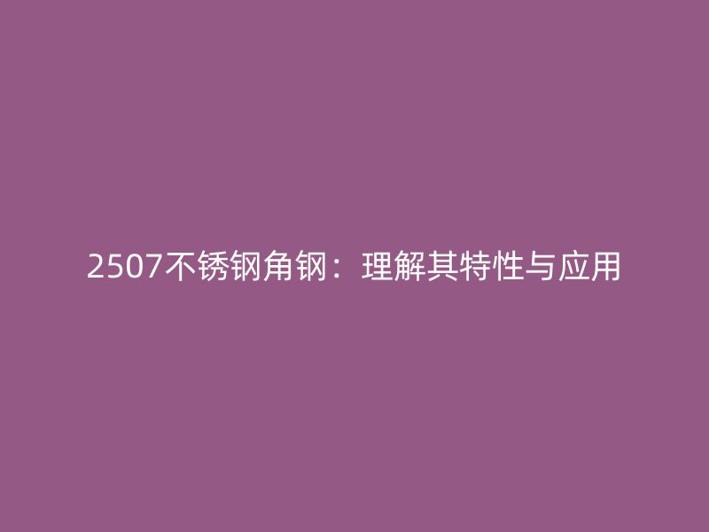 2507不銹鋼角鋼:理解其特性與應(yīng)用